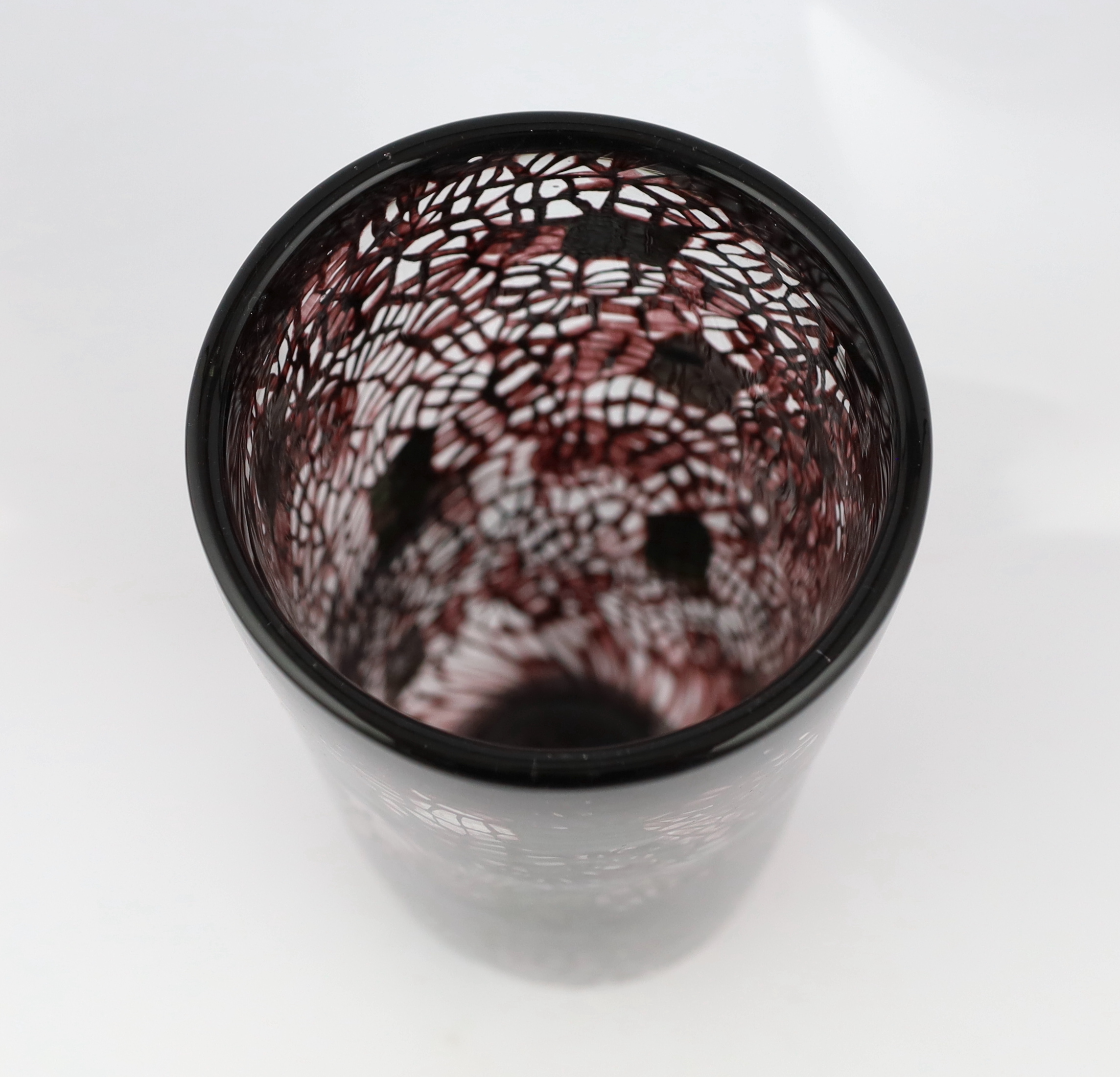 Vittorio Ferro (1932-2012) A Murano glass Murrine vase, in purple and black, unsigned, 34cm, Please note this lot attracts an additional import tax of 20% on the hammer price